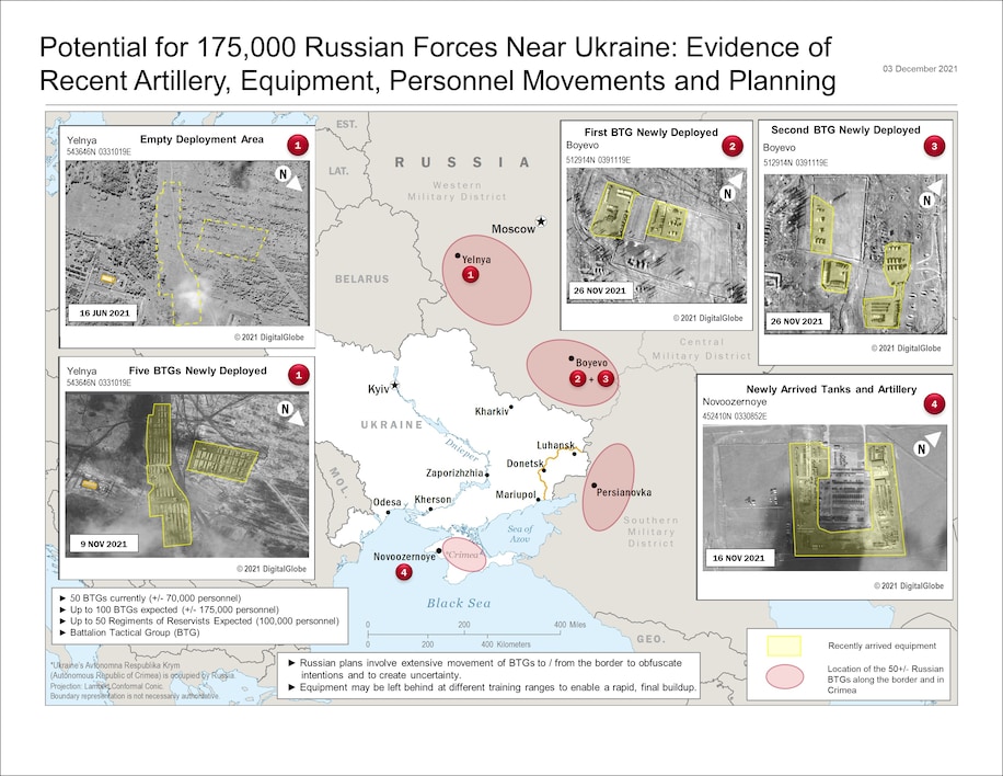 An declassified US intelligence document btained by The Washington Post showing Russian military movement.