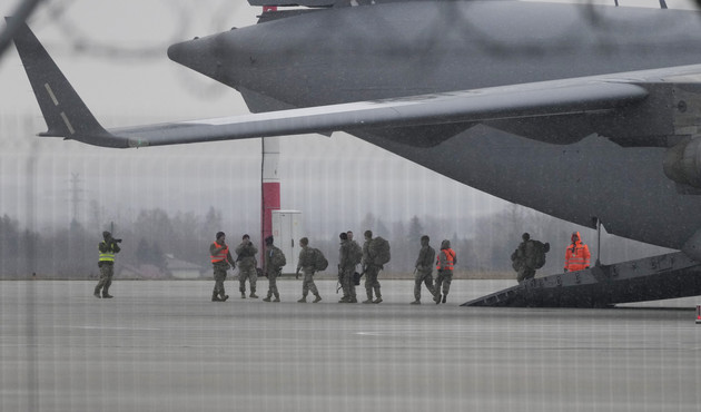 US Troops arrive at Rzeszow-Jasionka airport in Poland. 